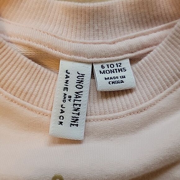 JANIE AND JACK JUNO VALENTINE PINK BALLERINA SLIPPERS SWEATSHIRT, SZ 6-12 MOS. - Picture 6 of 9